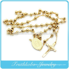 Mexican Gold Beads Catholic Rosary Necklace